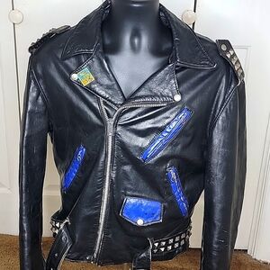 Bukman Leather Motorcycle Jacket Size 44 Black Vintage